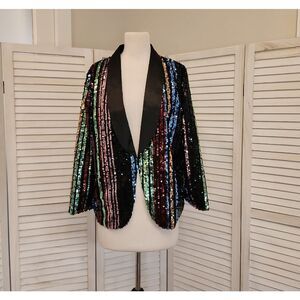AKIRA Multicolor Sequin Blazer with Black Lapel Size XL